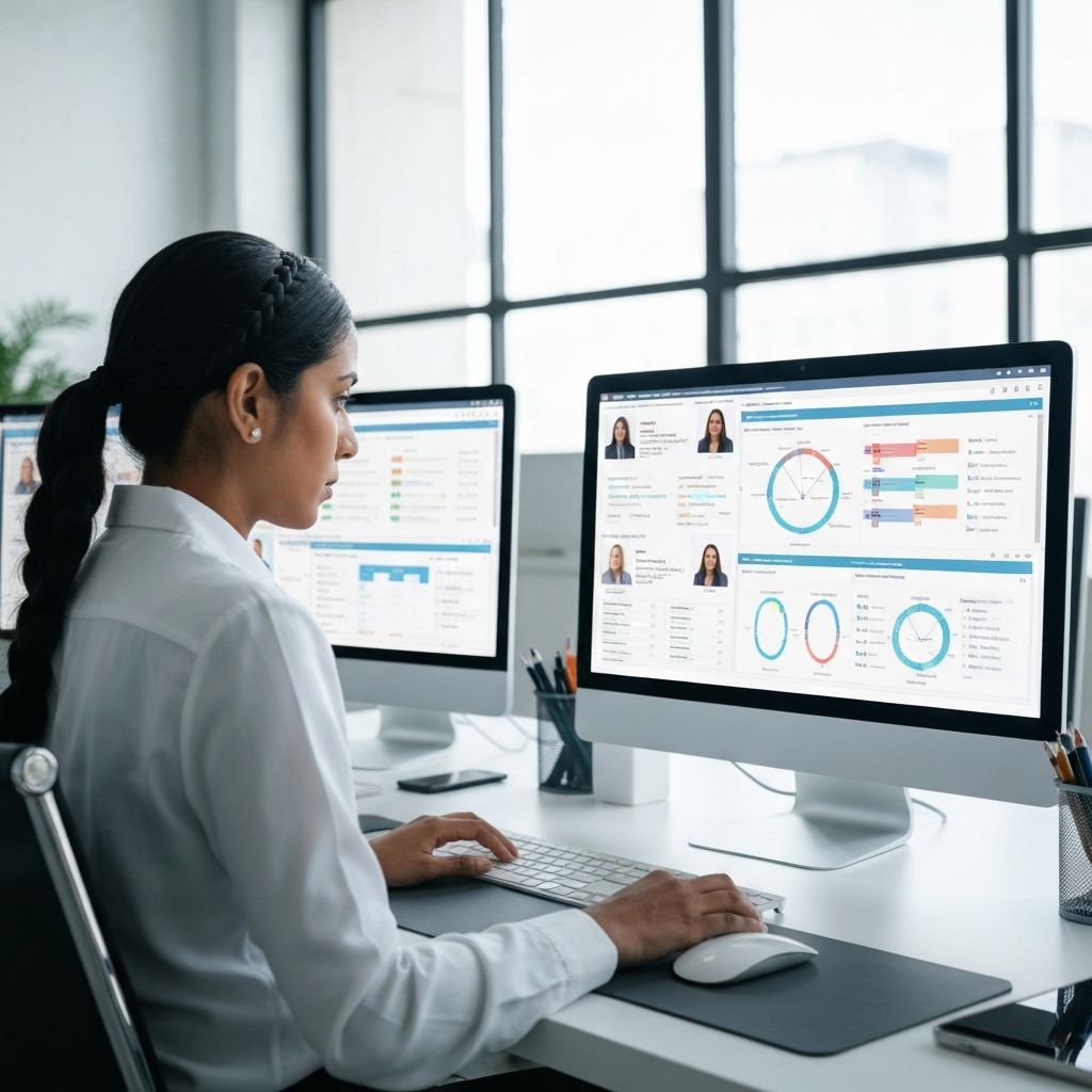 Professionista HR che utilizza sistema ATS su computer